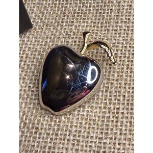 LC Silver & Gold Tone Apple Shaped Pin Brooch With Box